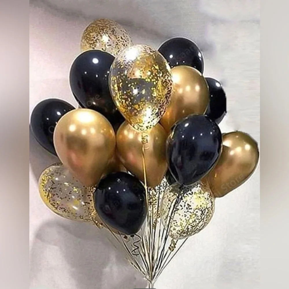 🆕25pcs Gold Black Mixed Balloons, 30th Birthday Party Decorations
